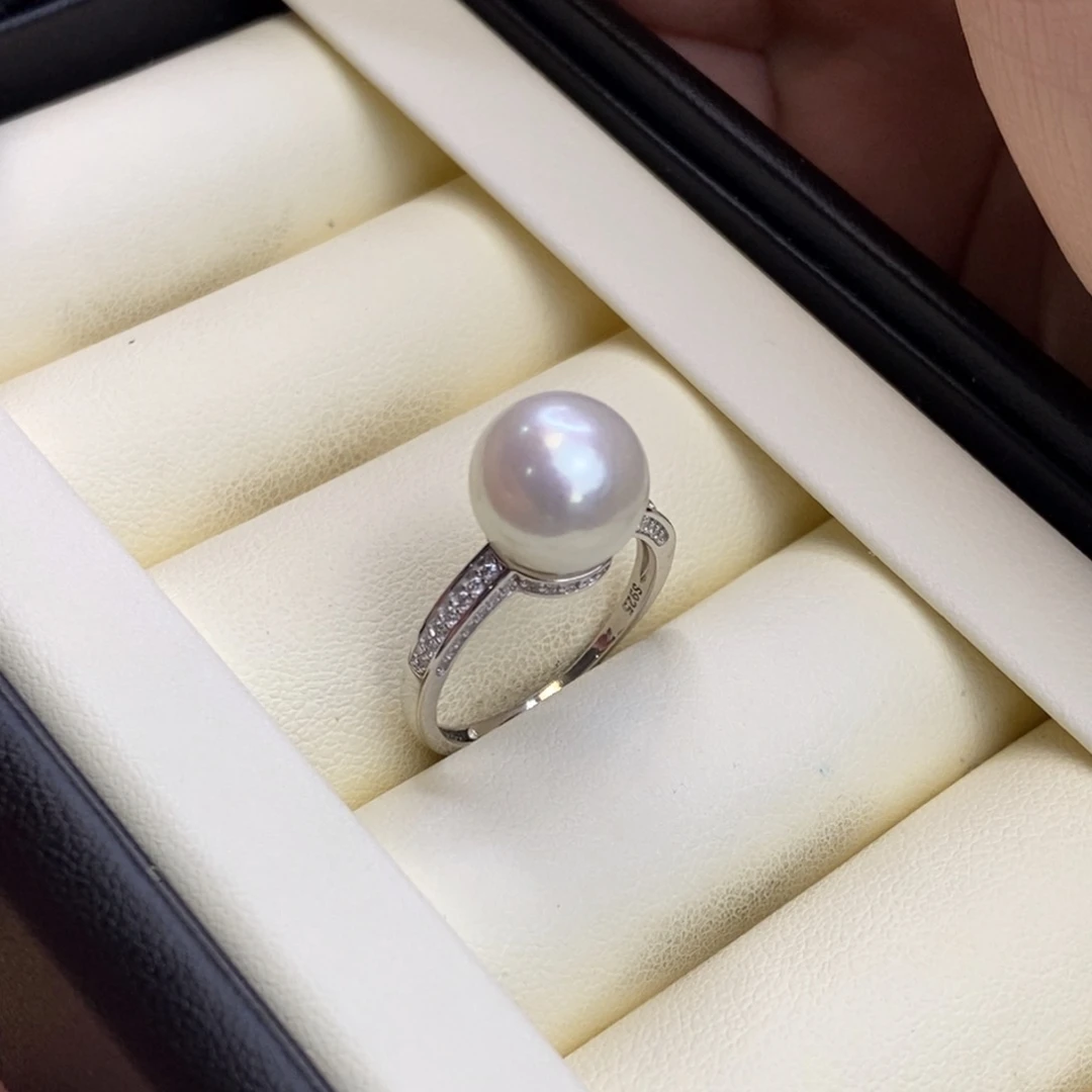 银S925镶嵌戒指淡水珍珠微瑕