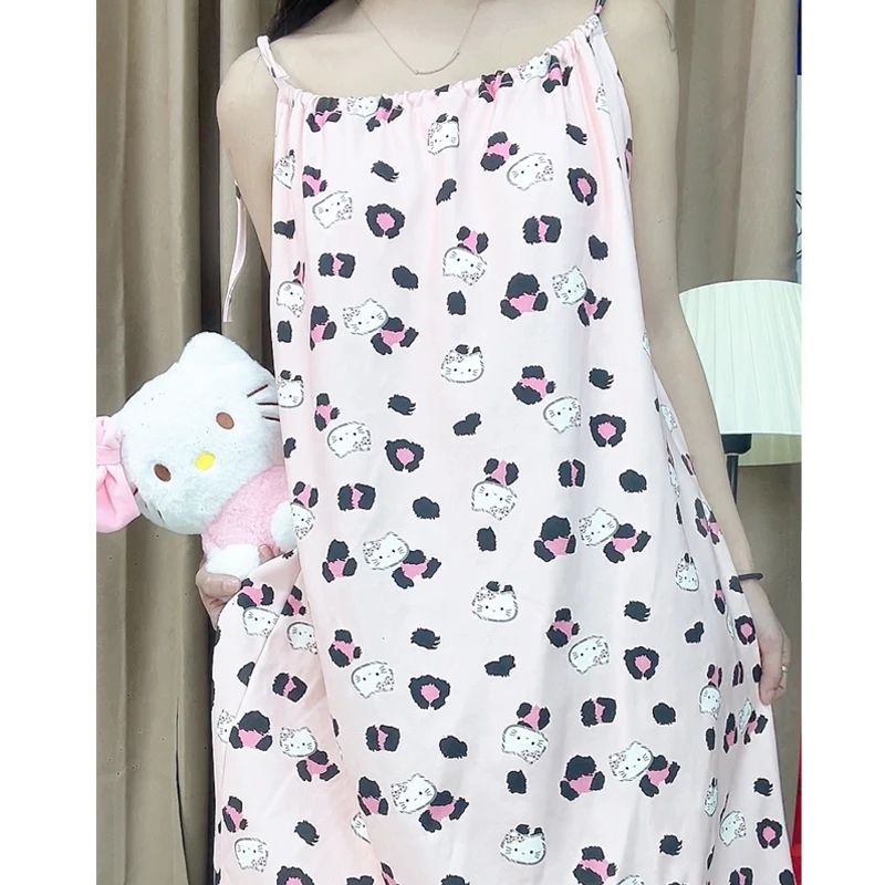 【粉色凯蒂猫】吊带睡衣女带胸垫休闲时尚出片可外穿女士连衣裙睡裙