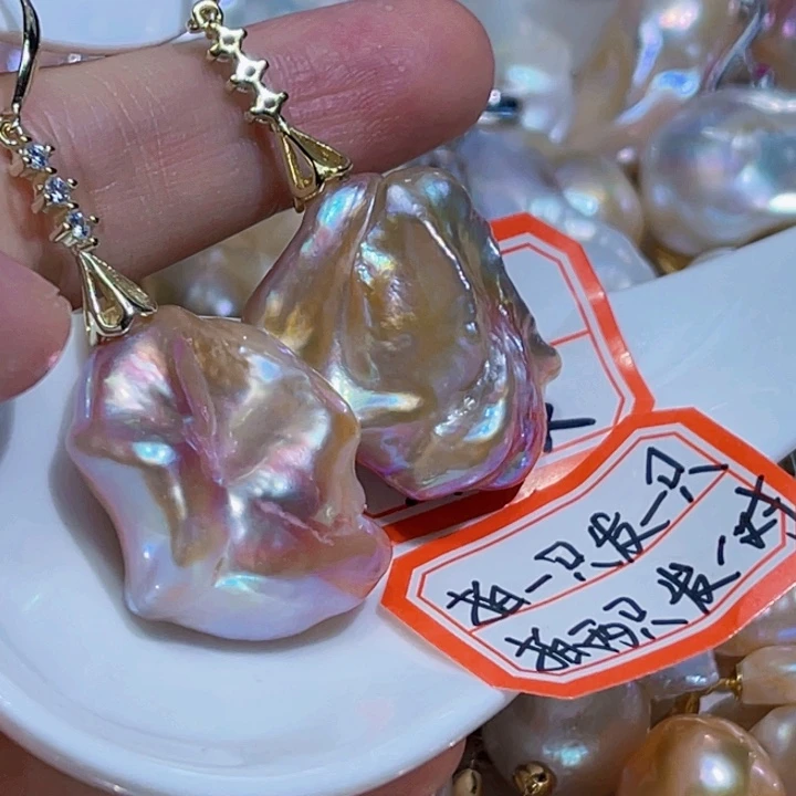 银S925镶嵌淡水珍珠耳饰