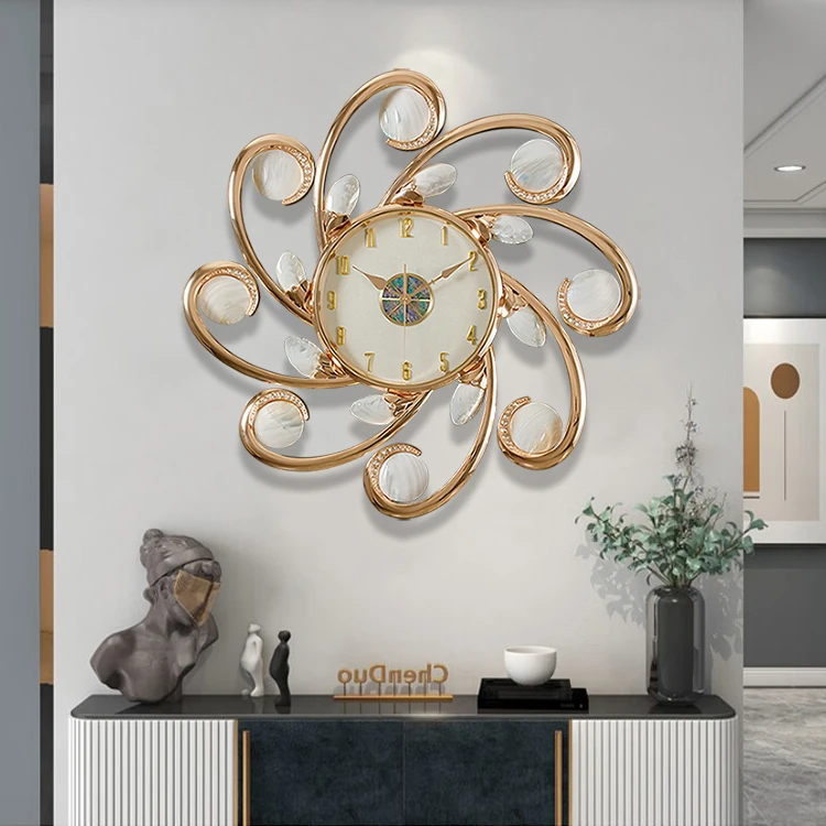 欧式轻奢时钟创意挂钟装饰家用网红简约大气时尚高档客厅玄关钟表