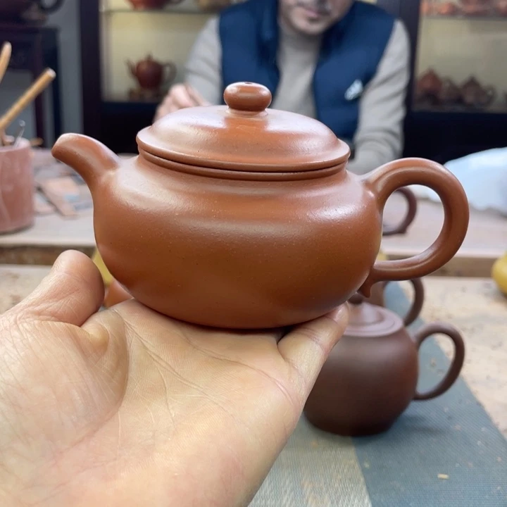 茶壶紫砂发*仿古壶原矿朱泥