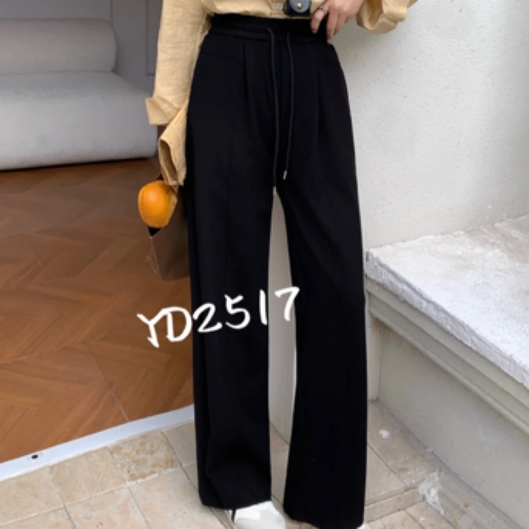 Meiky饼 简约休闲 抽绳松紧腰宽松百搭阔腿裤 #2517