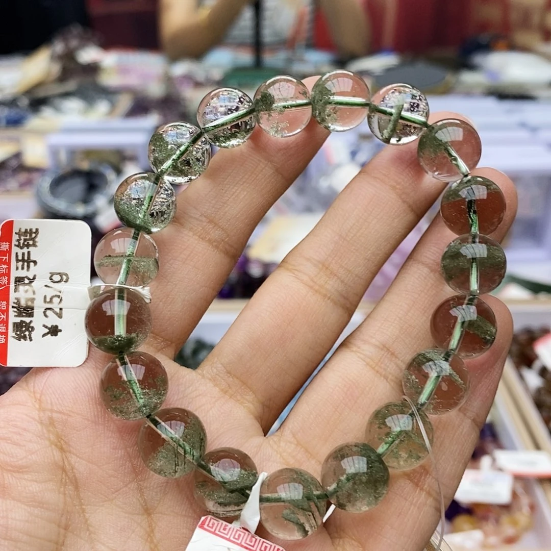 水晶手链未镶嵌高透体千层绿幽灵11.5m H381