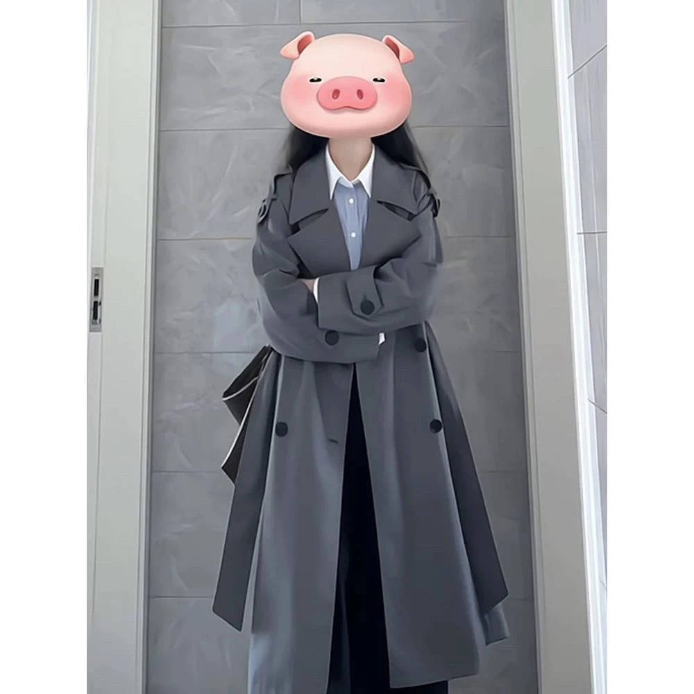 系风衣外套女中长版2025春秋新款小个子休闲 英伦高级感大衣薄款