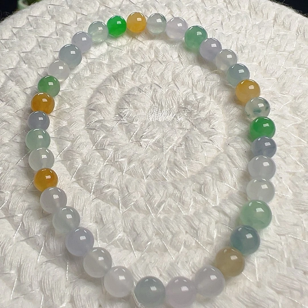 翡翠未镶嵌手链翡翠多宝有种有色手链