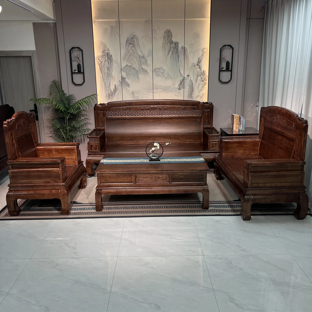 新中式古典全实木沙发客厅家用仿古冬夏两用简约大户型家具
