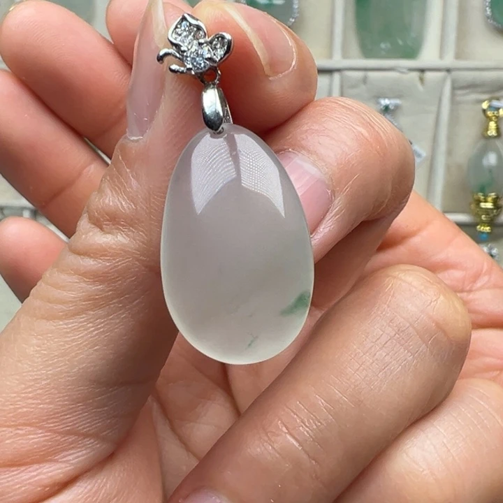 石英质玉银S925镀金镶嵌颈饰