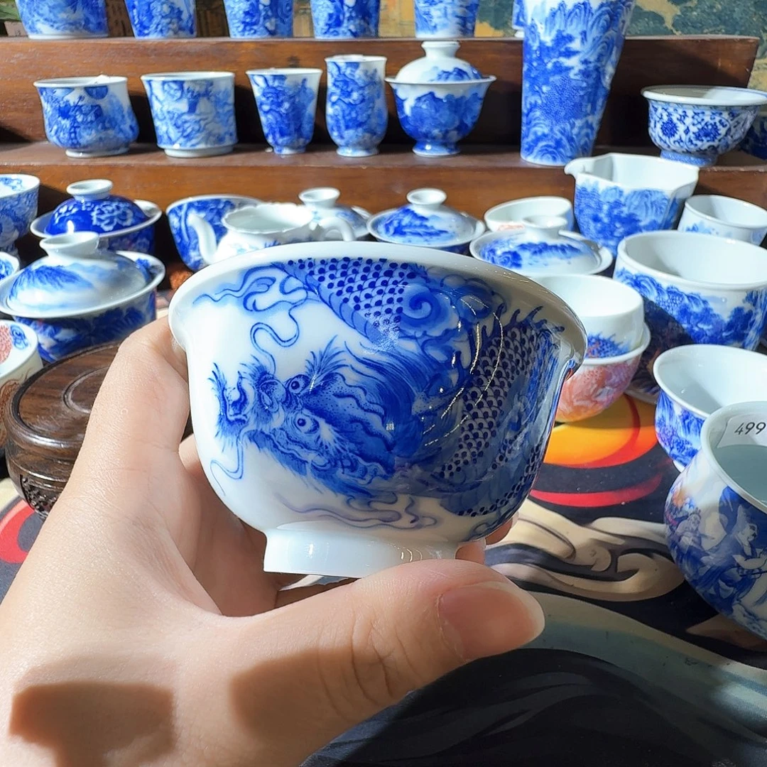 老***）泥塑龙杯手工手绘