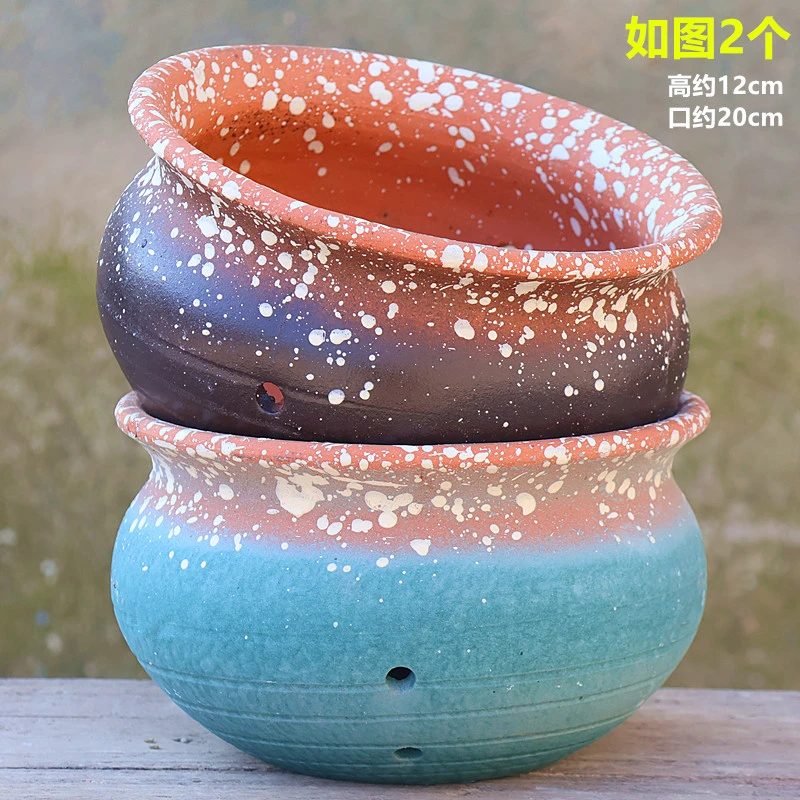 大口径20厘米多肉花盆兰花盆景盆批发家用透气陶土栽绿植客厅