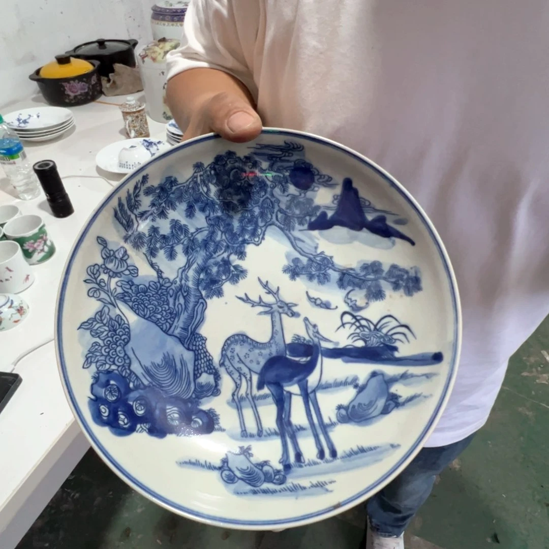 瓷片景德镇陶瓷鹿的盘