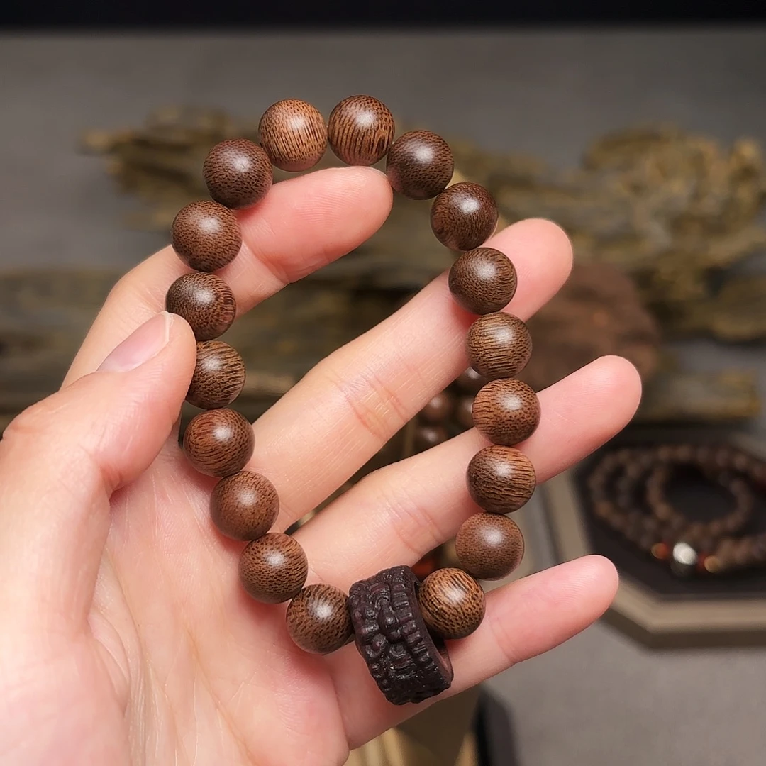沉香手串越南富森红土帝王香1.0+降真香醒狮