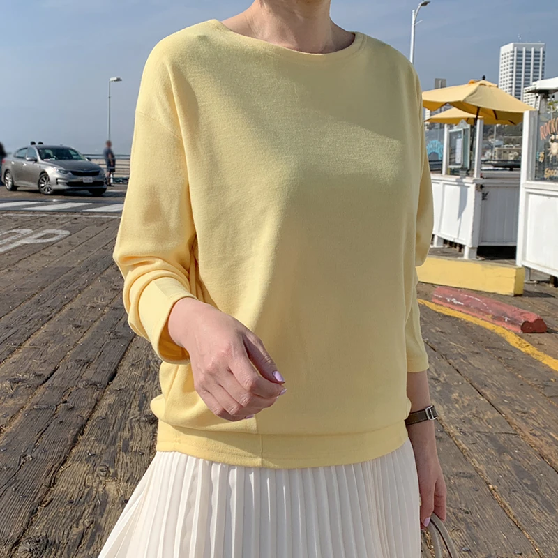 原形长袖T恤宽松春夏韩版显瘦纯色上衣72613