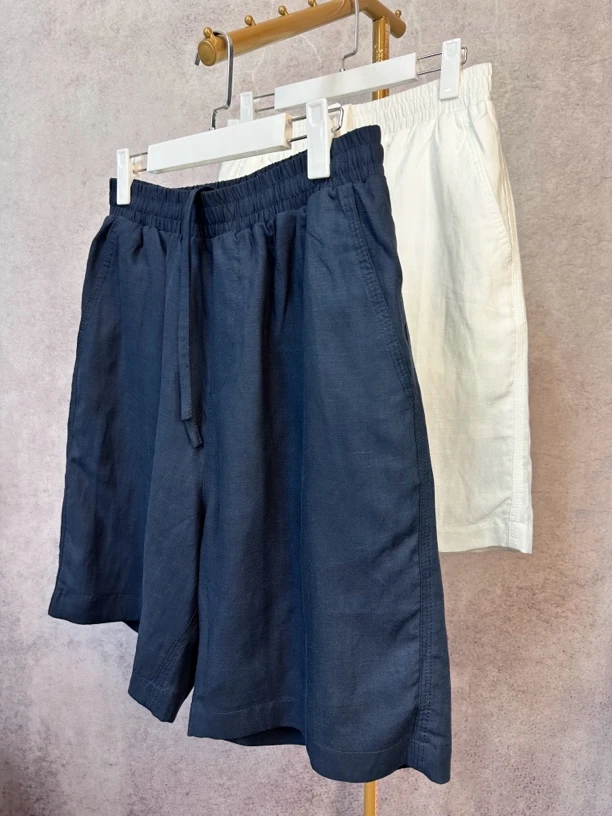 （断码)轻奢版型定织凉感莱赛尔亚麻短裤宽松裤子夏季舒适透气