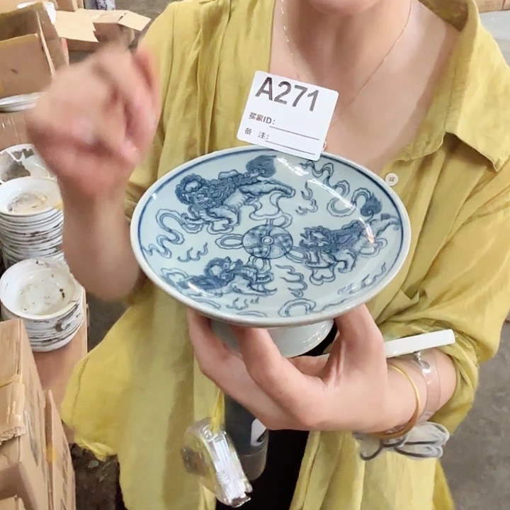 景德镇高温陶瓷A271狮子高足