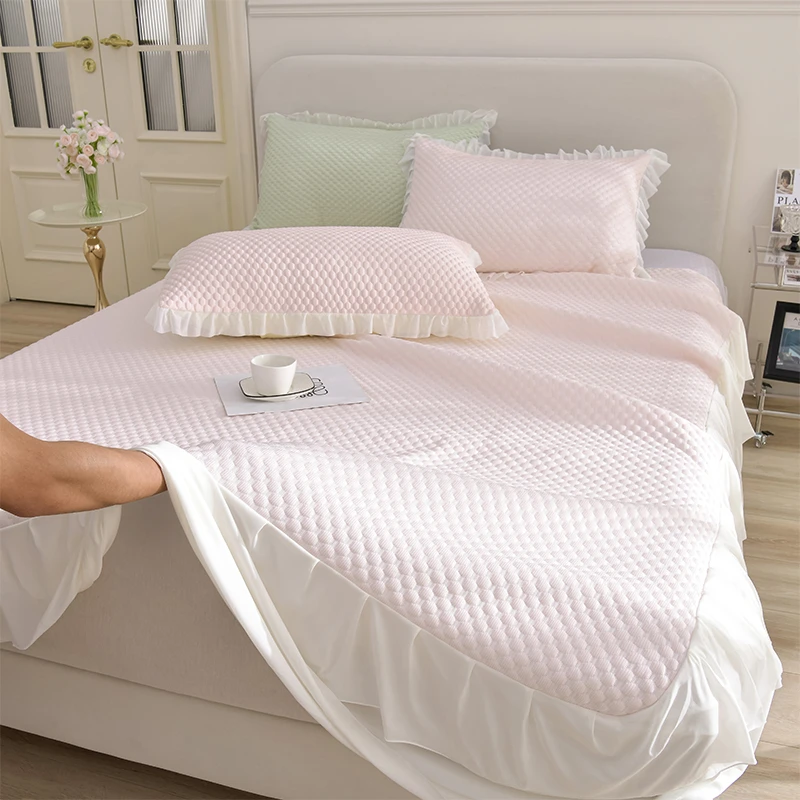 2025夏爆款A类凉感豆豆凉席三件套床裙款冰丝软席子床笠款包边款