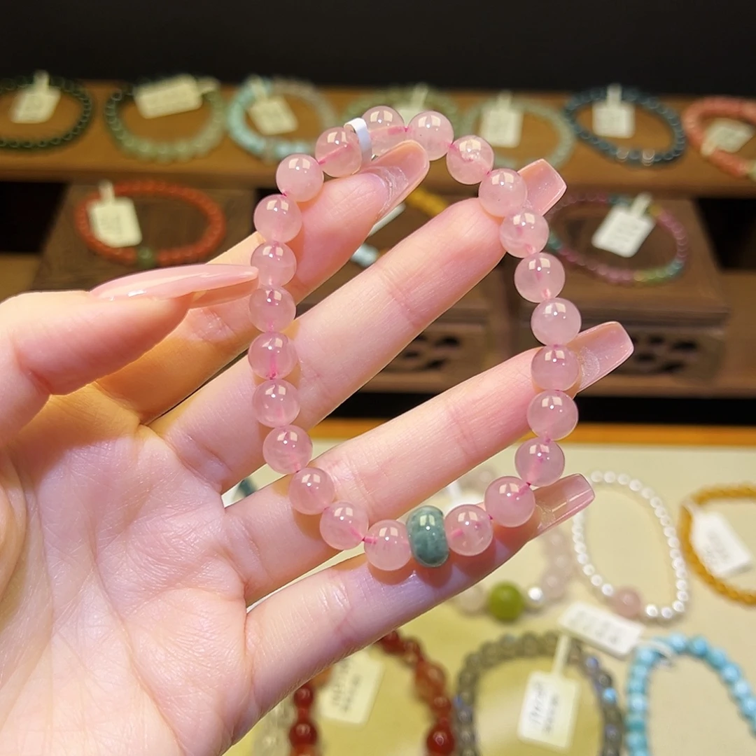 银S925镀金镶嵌水晶手串粉111