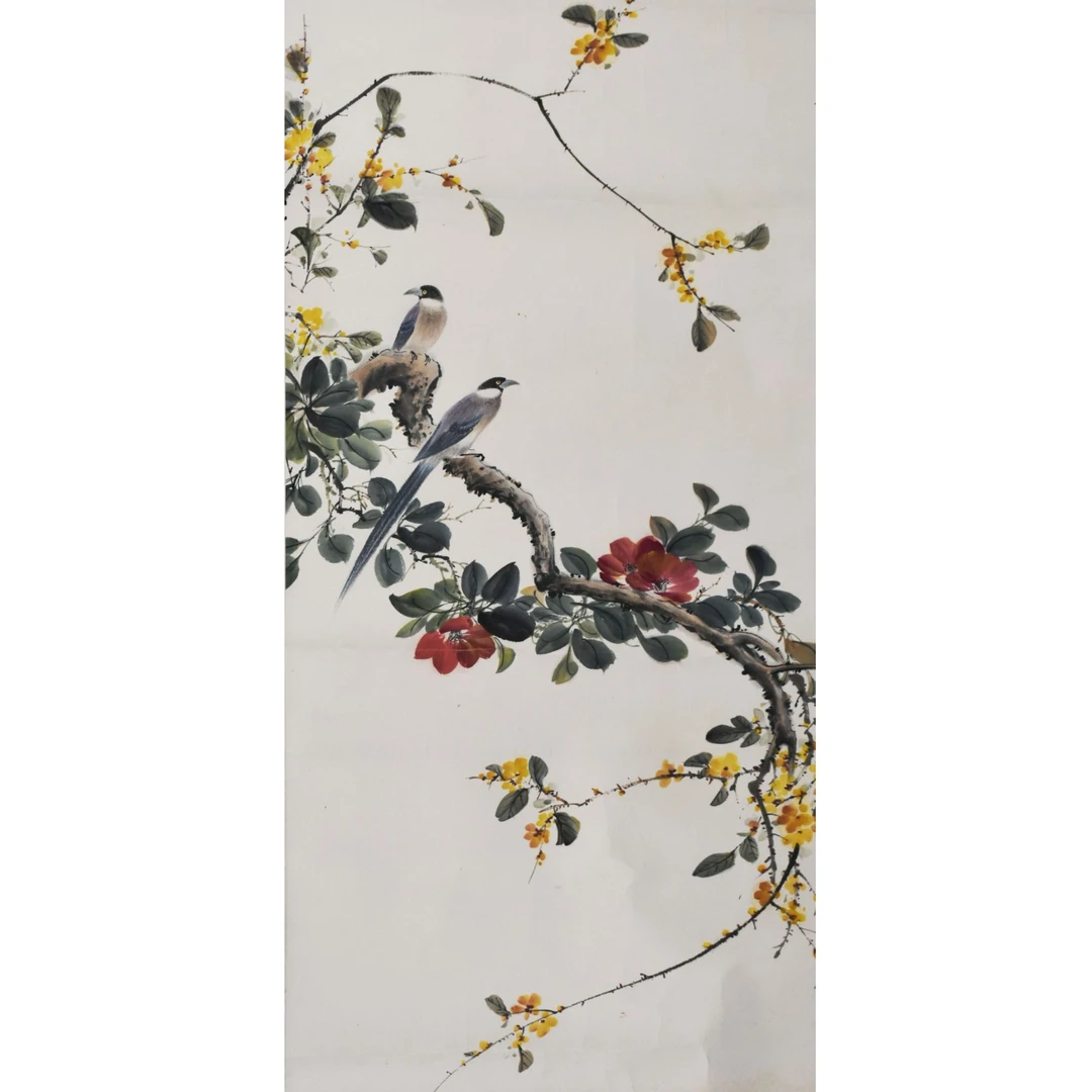 HM5104 春枝双喜 97×51 纸本镜片 4.4平尺