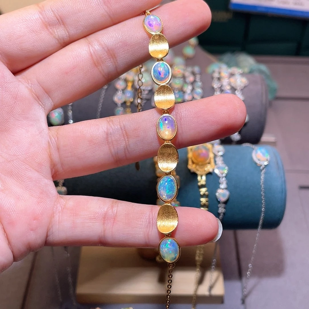 银S925镶嵌欧泊手链）紫**宝