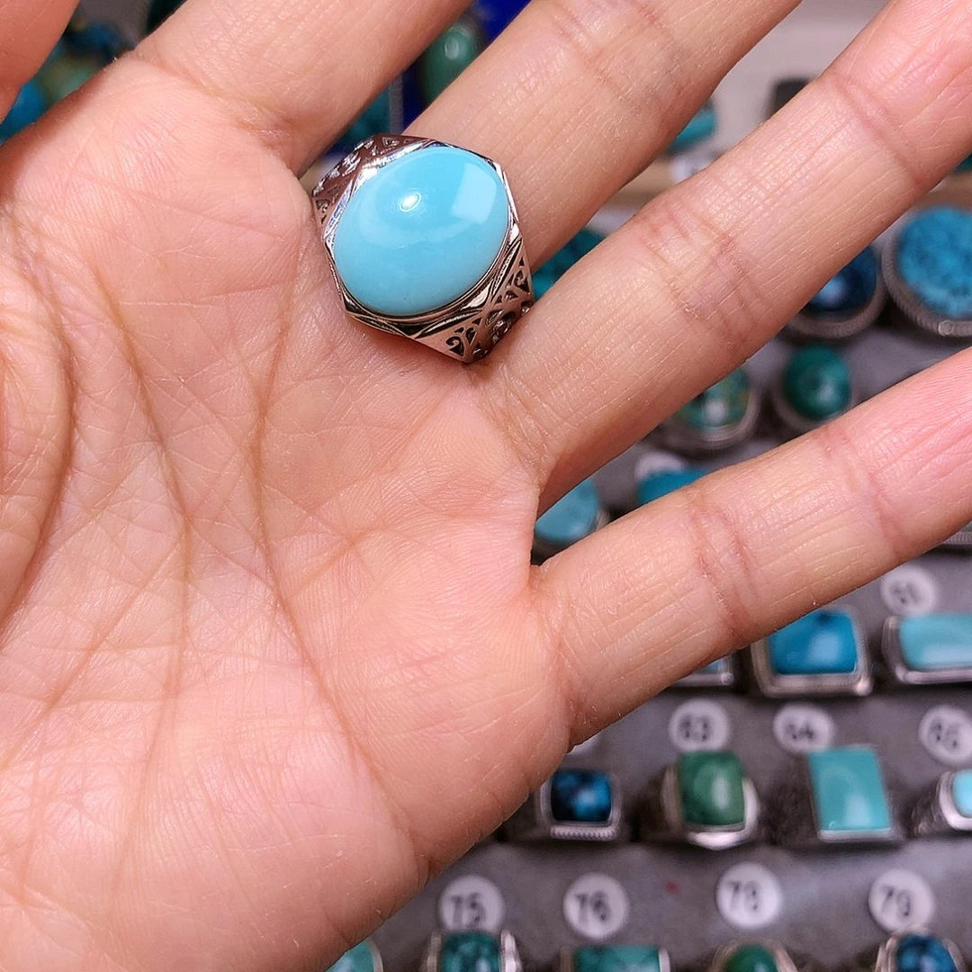 绿松石挂件银S925镶嵌