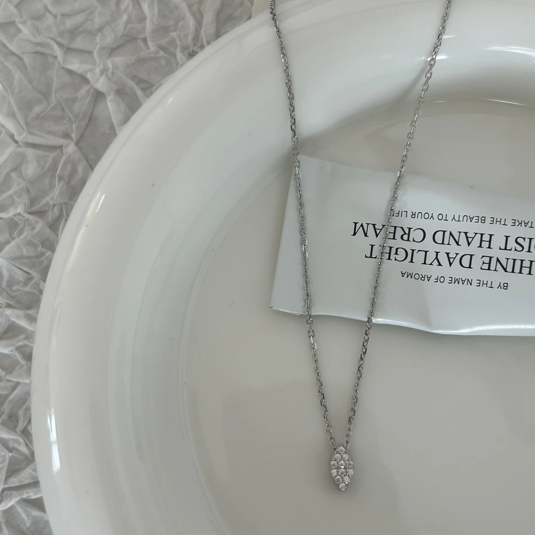 坠链均925银合成锆石 韩国ins风时尚百搭气质简约 锆石马眼项链