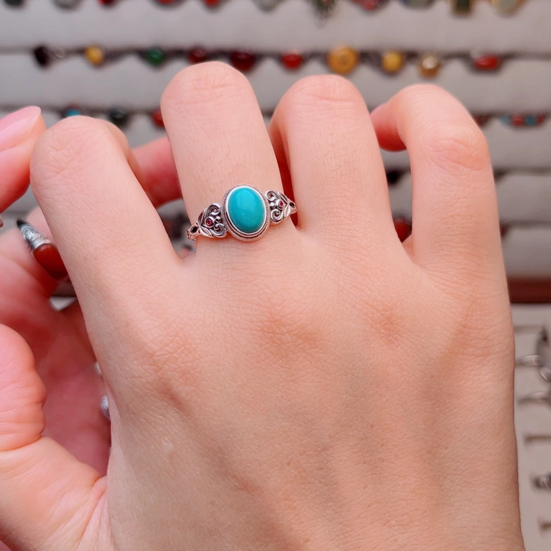 流***雪足银大理石纯银戒指