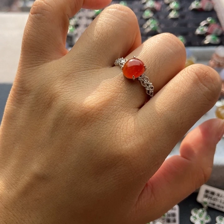 翡翠戒指银S925镶嵌戒指