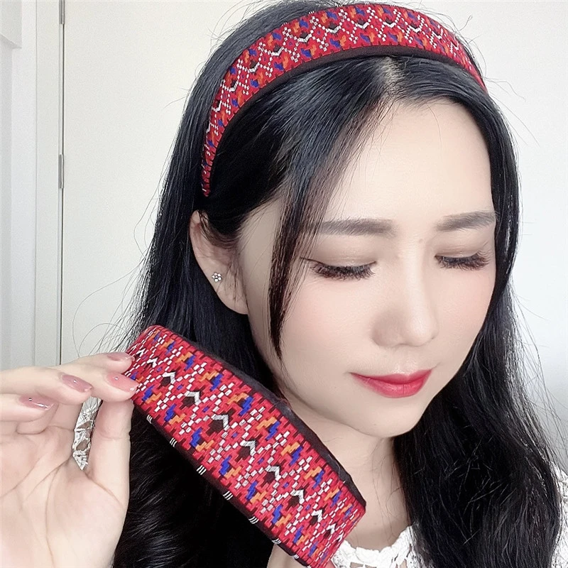 少数民族风手工刺绣数纱绣女士发箍复古发饰气质百搭网红外出发卡
