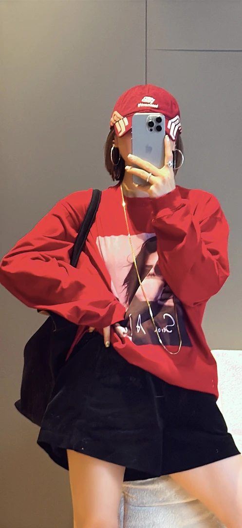 张小萱-韩版新款时尚遮肉款一件过美女长袖款卫衣T恤