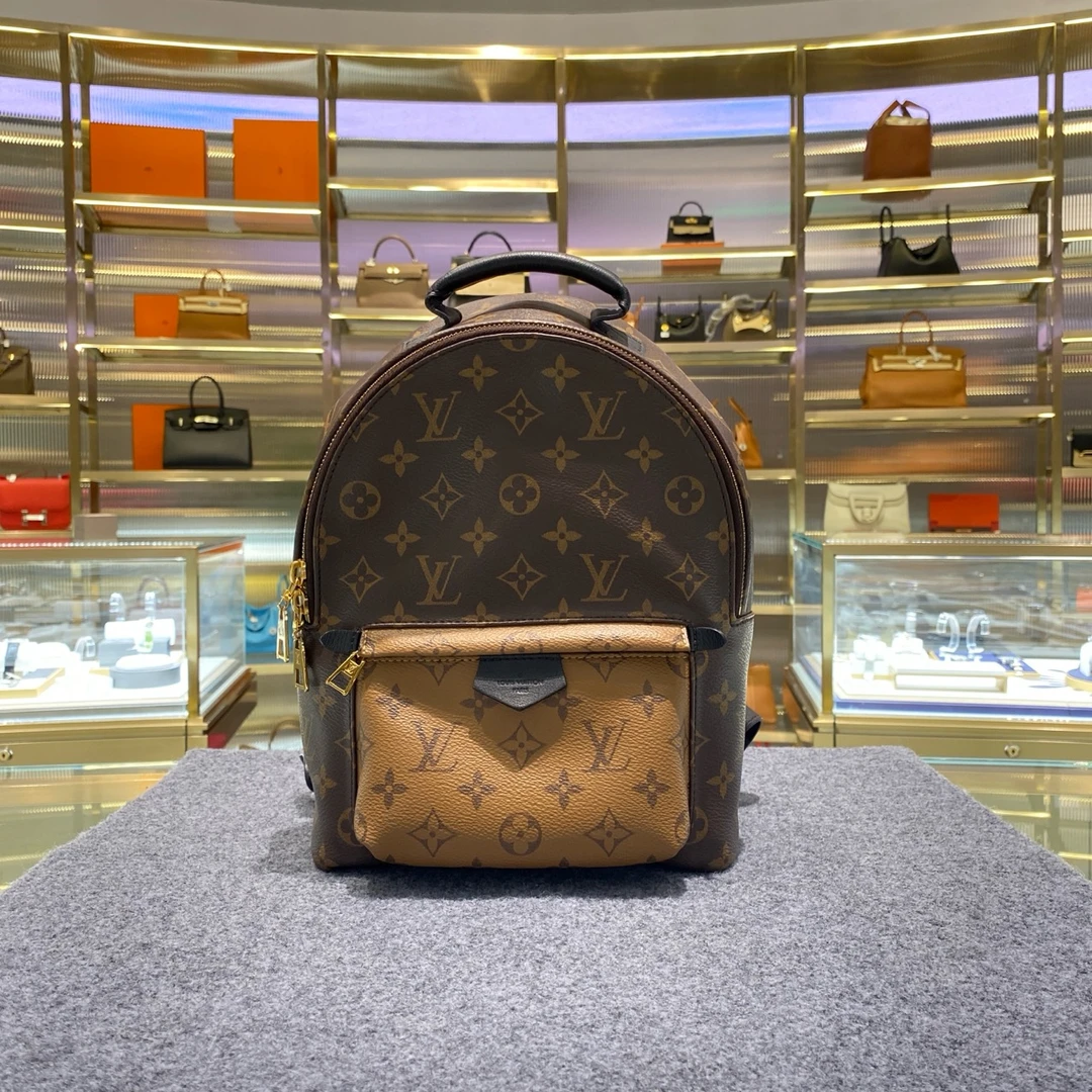 99新 LV LV Palm Springs 书包小号 拼色老花