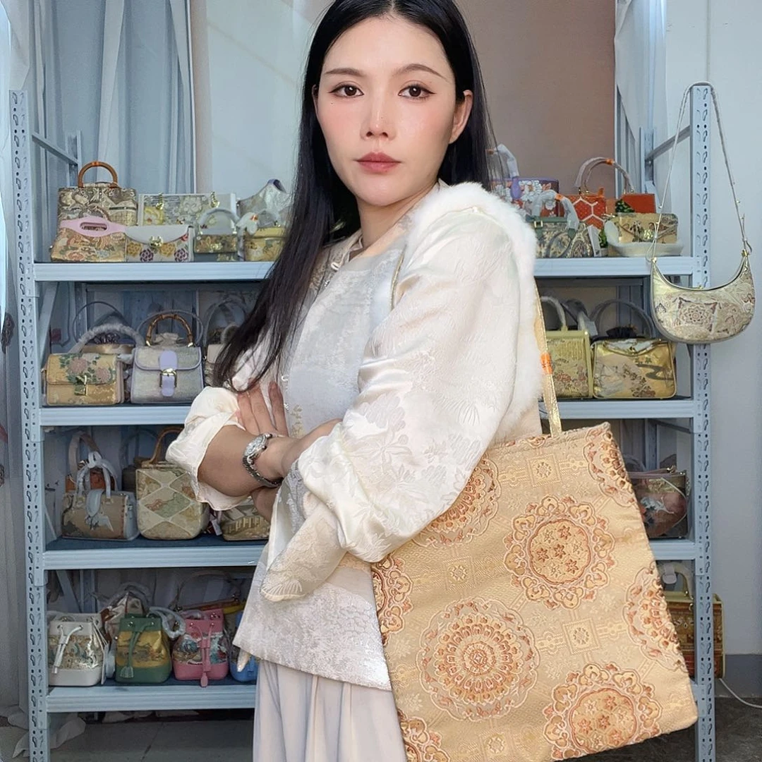 织物桑蚕丝非遗唐锦纯布包