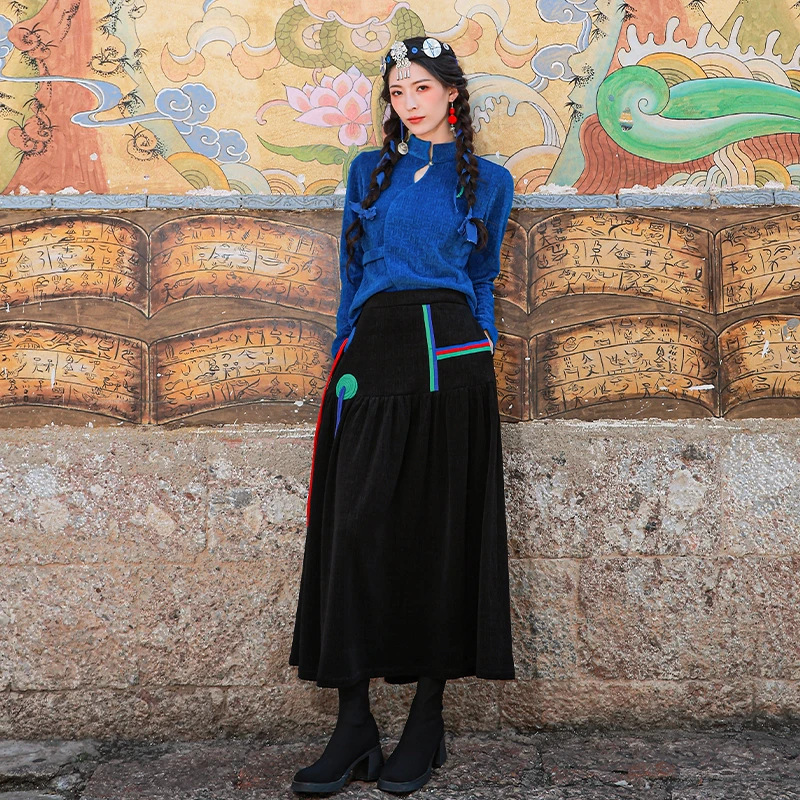 【秋季上新价-远山长-现货】杨丽萍雀云裳民族风气质百搭半身裙女