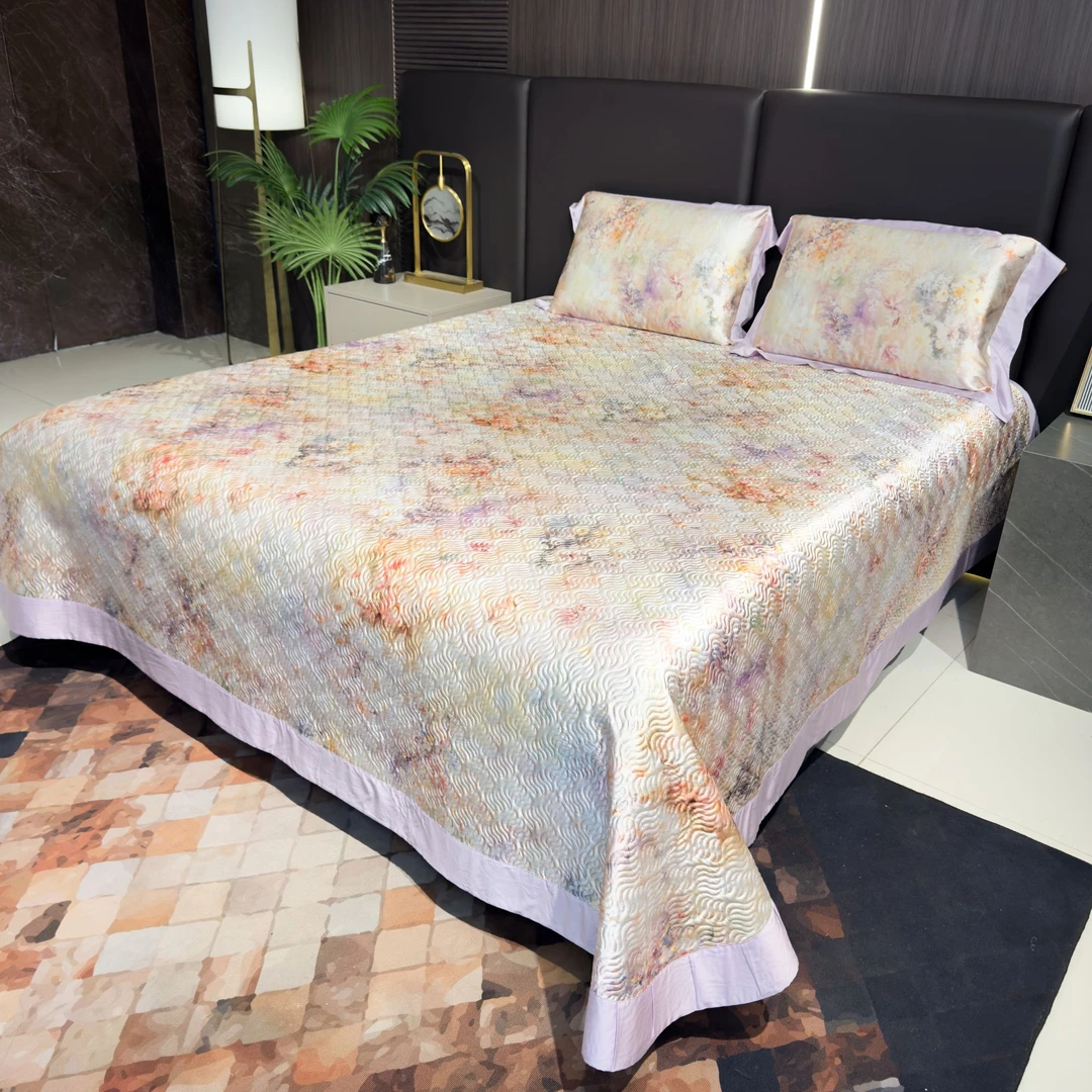 【明超家纺】高定数码印花色织提花双面夹棉床盖