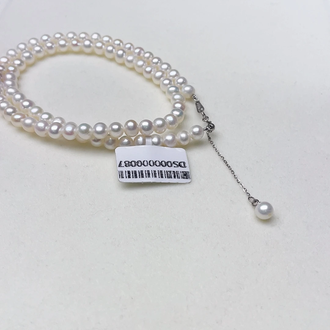 银S925镶嵌颈饰淡水珍珠卡6➕极光极光白炫彩