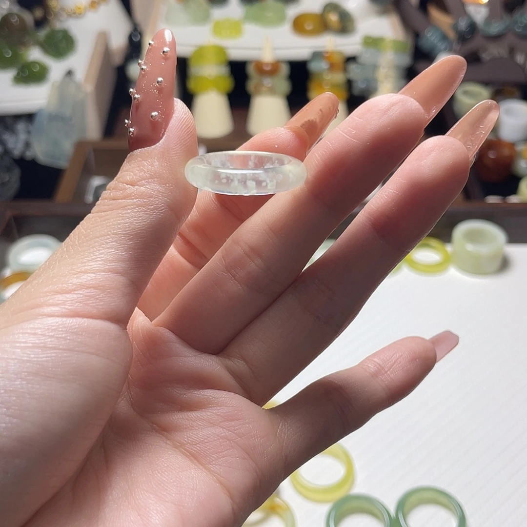 蛇纹石玉未镶嵌戒指16.9