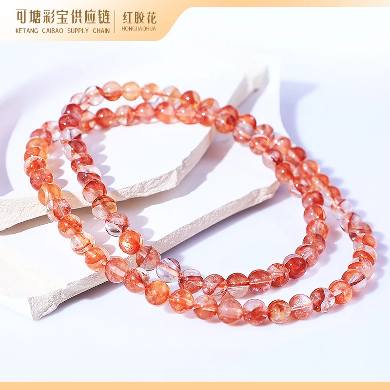 天花板鸽血红胶花水晶多圈手串5-7mm+合集