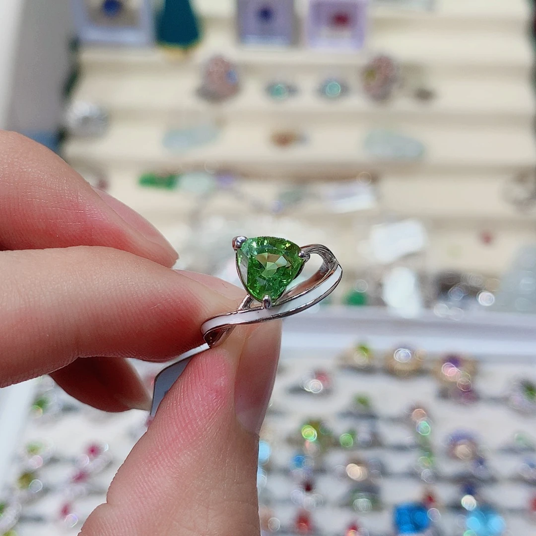 戒指戒指银S925镶嵌碧玺