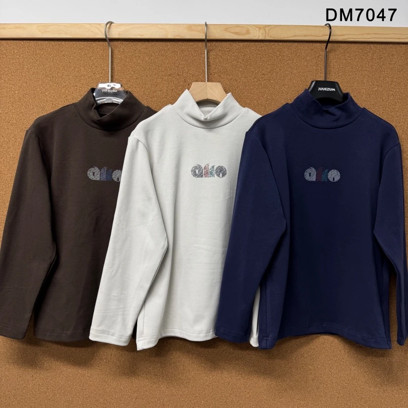 JZ7047加绒冬季保暖秋冬半高领大童双面打底衫儿童中性款加厚