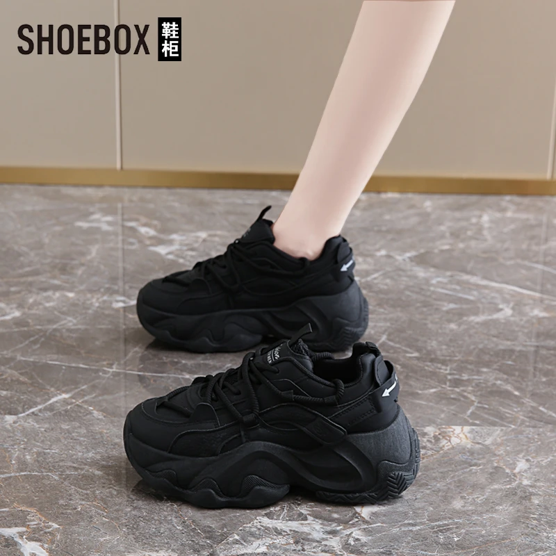SH0EB0X鞋柜厚底显脚小老爹鞋女2025秋冬新款增高踩屎感运动鞋子