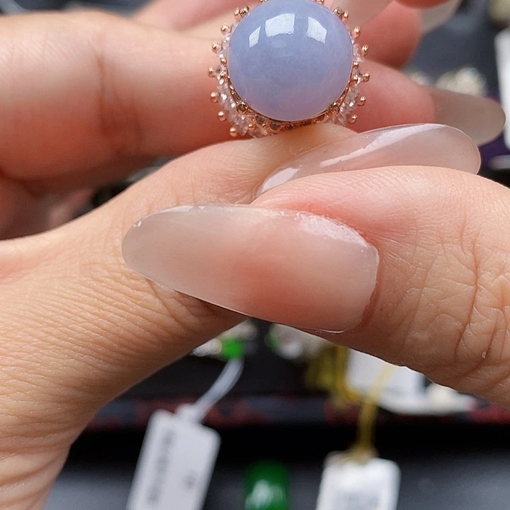 翡翠银S925镶嵌戒指缅甸翡翠