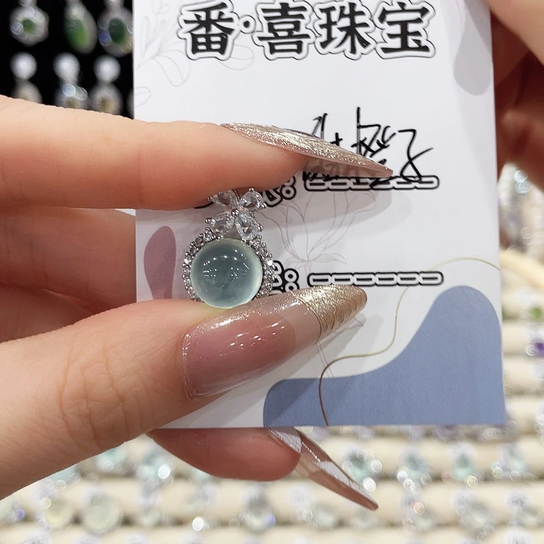 蛇纹石玉银S925镶嵌颈饰甜**～吊坠