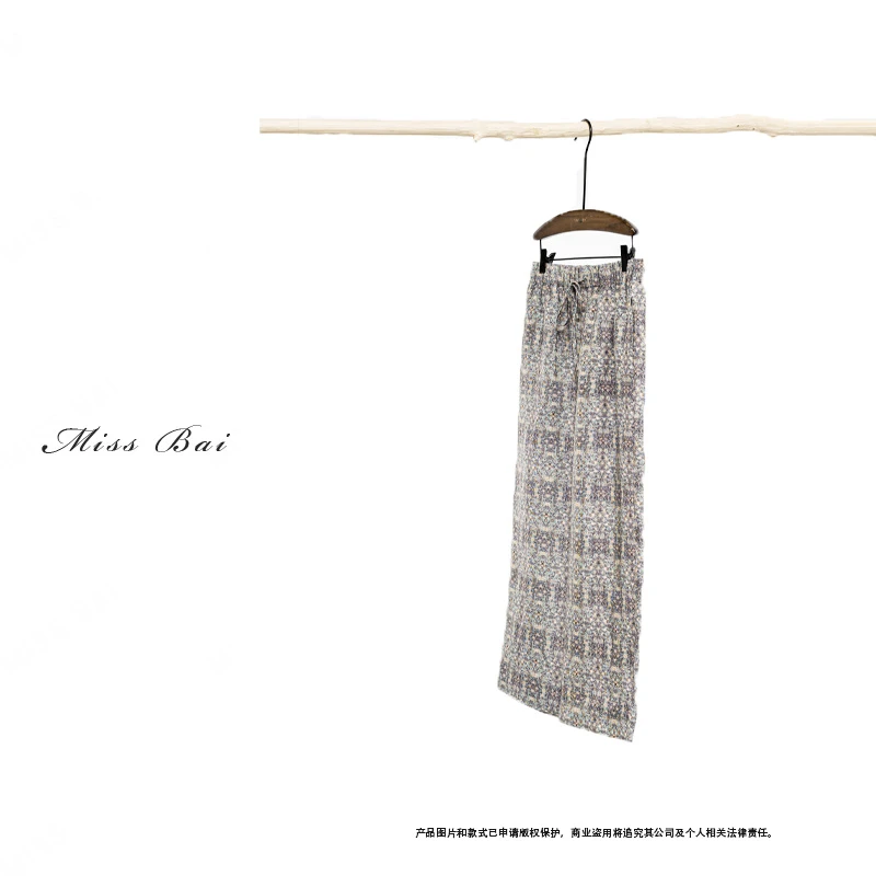 YIWEN-【莫奈花园】文艺复古设计透气清爽汉麻阔腿裤KZ5420