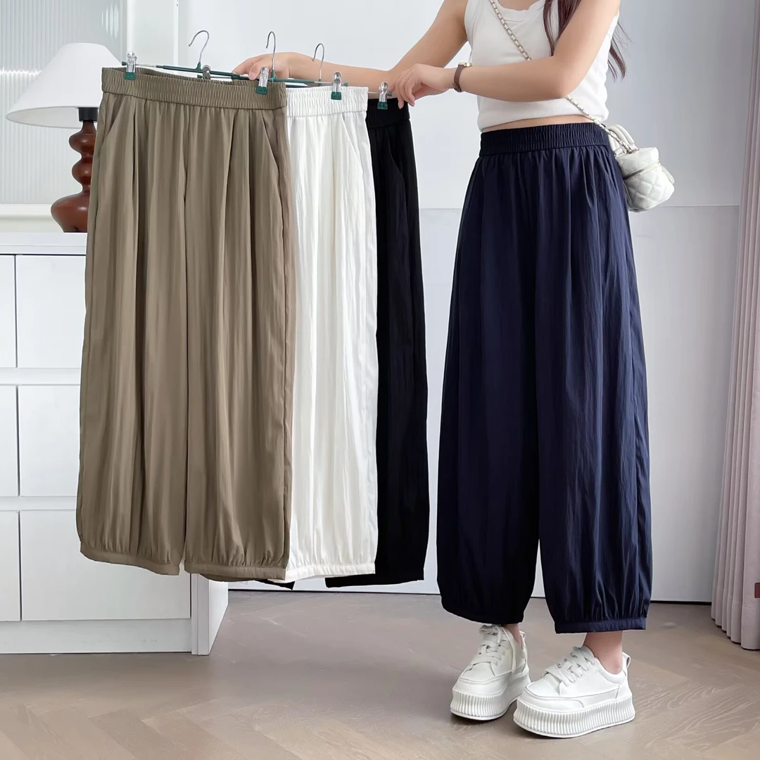 大码女装夏季新款时尚休闲宽松百搭舒适透气九分裤2543