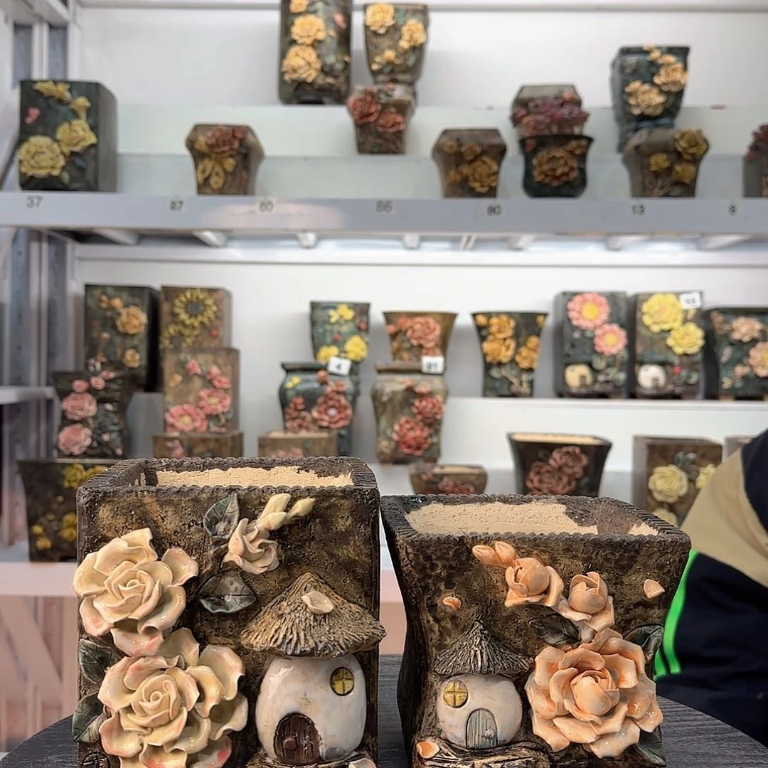 红陶(***）青默花器花盆