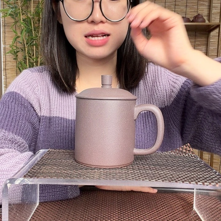 紫砂茶壶原矿鲨皮青正气办公杯没礼盒微瑕480CC左右
