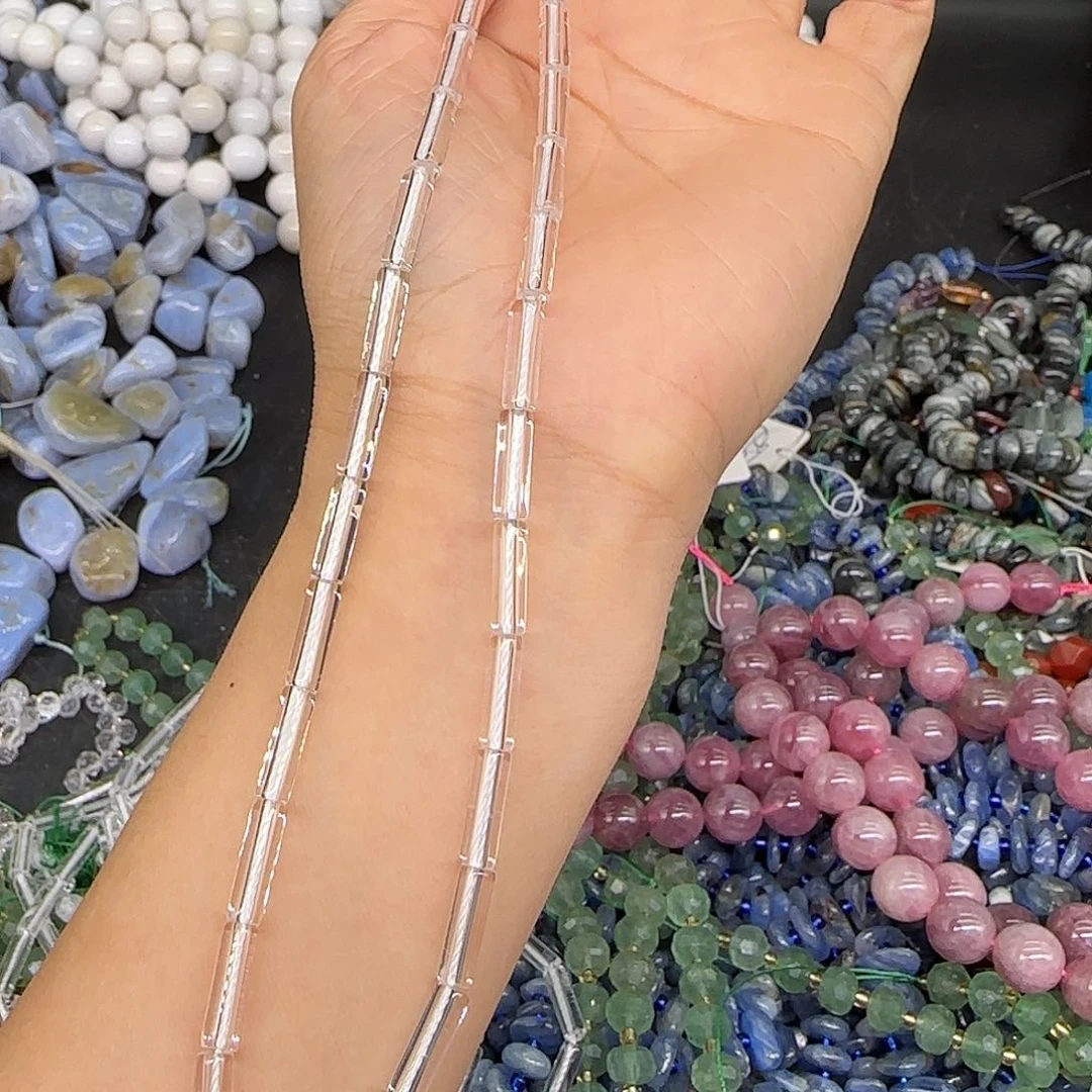 玛瑙/玉髓合金珠宝半成品晴**里白水晶管珠拍两59发一条