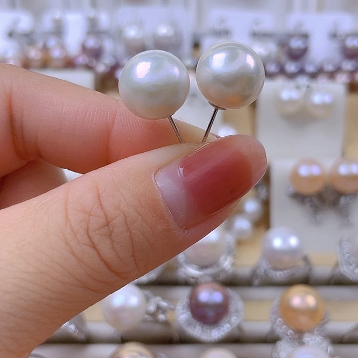 银S925镶嵌淡水珍珠耳饰12