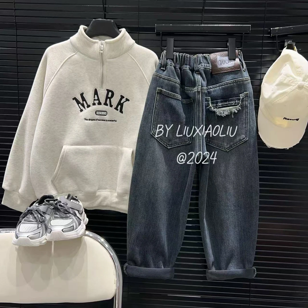 杭州六小六正版 BY LIUXIAOLIU冬季儿童加绒牛仔裤15166