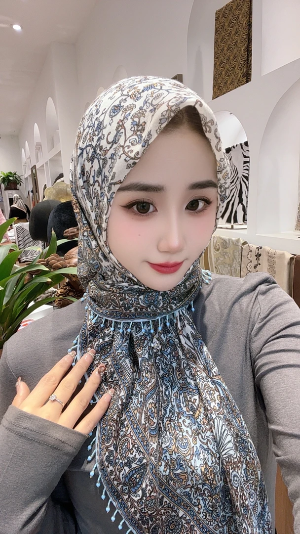 不掉色民族风丝巾羊毛真丝全季格子田园风小清新