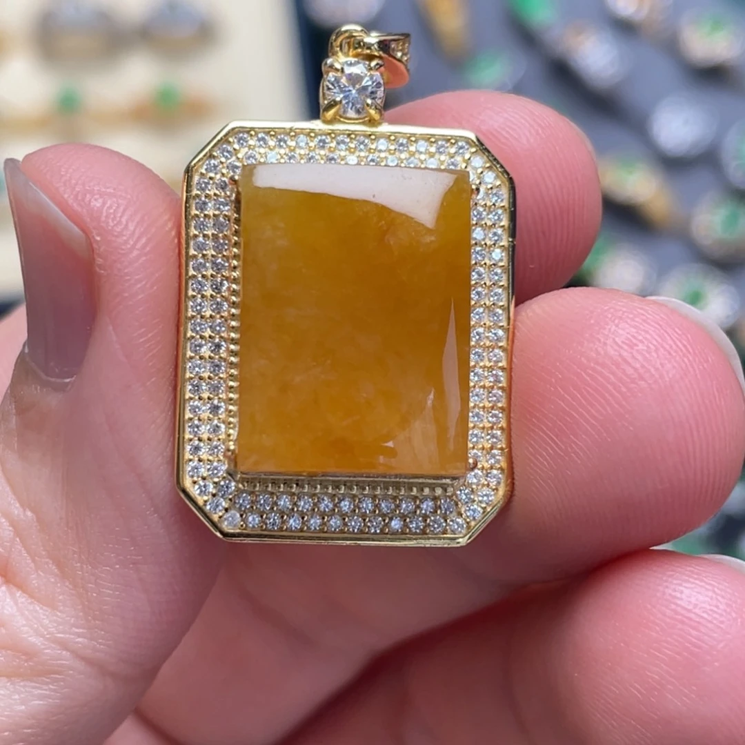 翡翠银S925镶嵌颈饰著****民纯天然缅甸翡翠