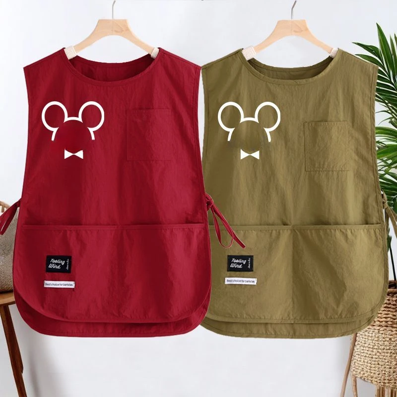 新款马甲围裙防溅水防油餐饮咖啡师家用厨房工作服时尚男女坎肩J